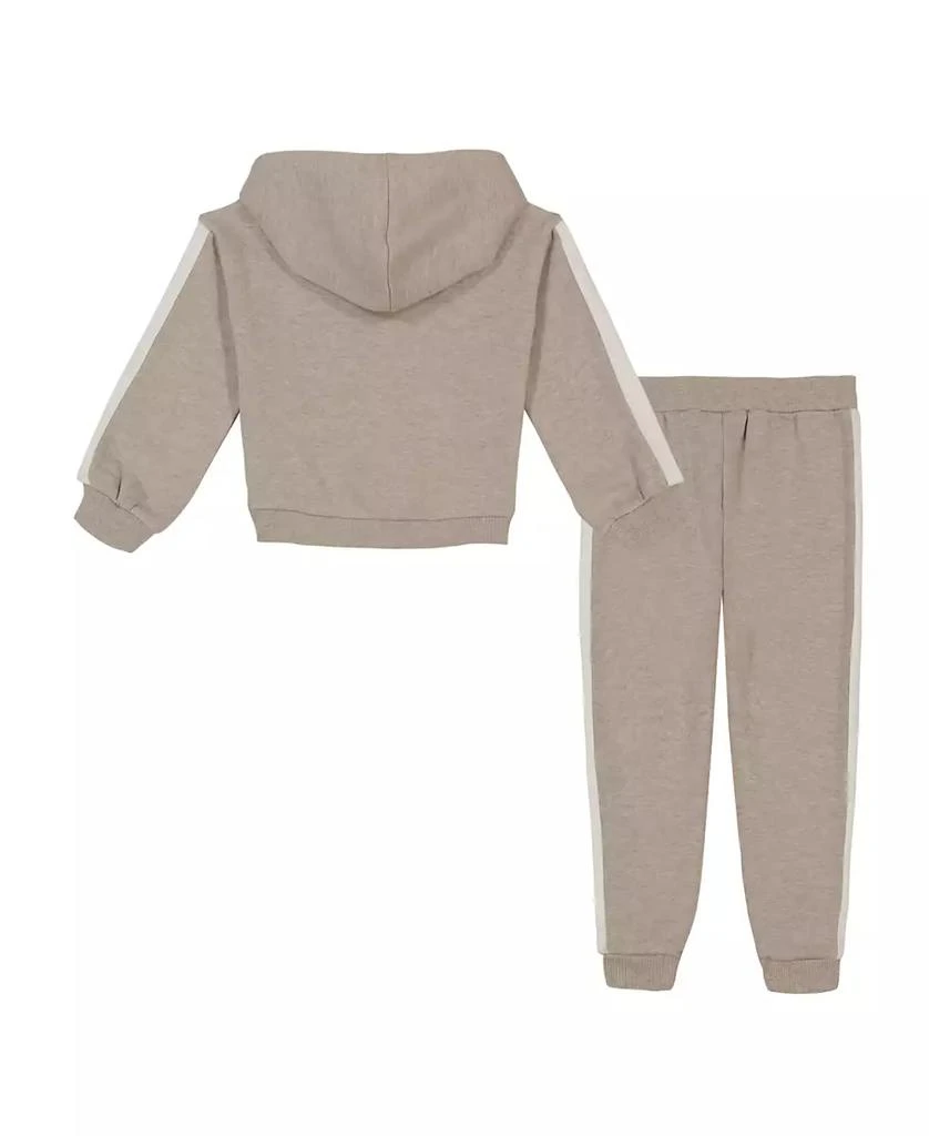 商品Calvin Klein|Toddler and Little Girls Side-Striped Signature Fleece Hoodie, 2-Piece Set,价格¥182,第2张图片详细描述