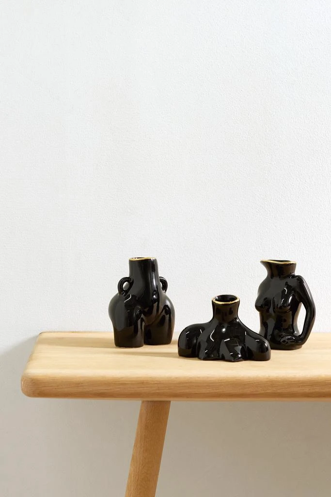 商品Anissa Kermiche|Jugs Jug, Love Handles And Breast Friend 镀金陶制迷你花瓶套装,价格¥495,第1张图片