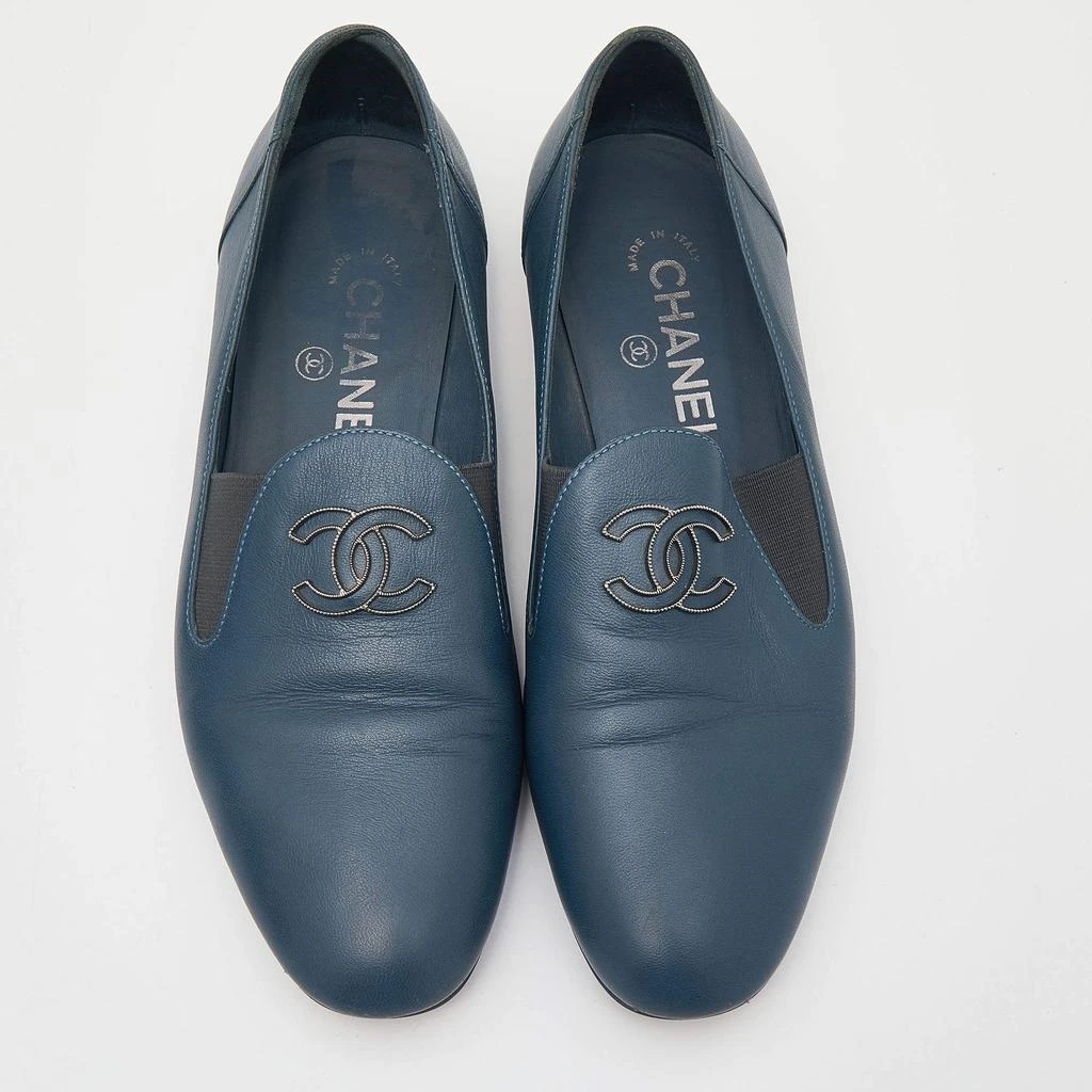 商品[二手商品] Chanel|Chanel Blue Leather CC Slip On Loafers Size 36.5,价格¥3952,第3张图片详细描述