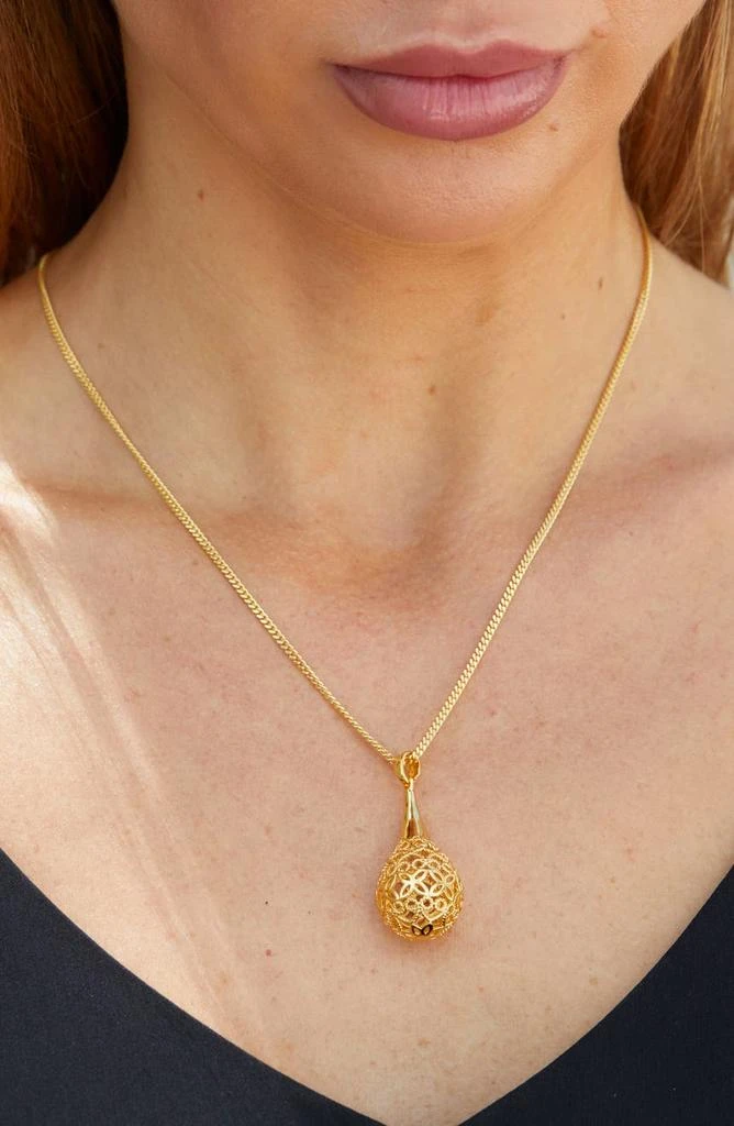 商品Savvy Cie Jewels|18K Gold Plated Filigree Drop Pendant Necklace,价格¥234,第2张图片详细描述