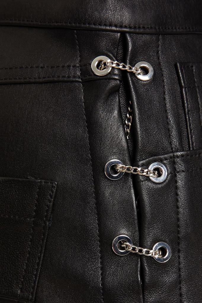 Chain-trimmed leather mini skirt商品第2张图片规格展示