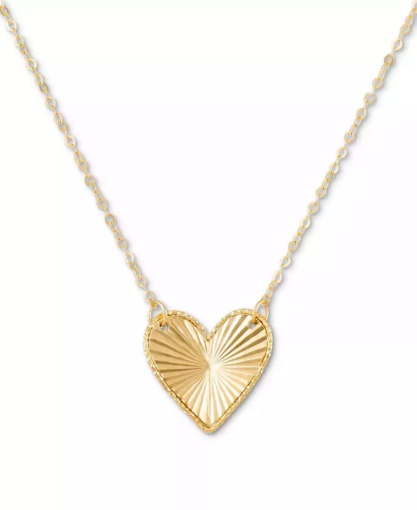 商品Macy's|Ridged Textured Heart 18" Pendant Necklace in 14k Gold,价格¥1589,第1张图片