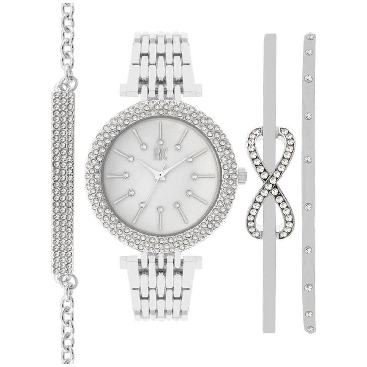 商品INC International|Women's Silver-Tone Bangle Bracelet Watch Gift Set 34mm IN002SLV, Created for Macy's,价格¥520,第1张图片