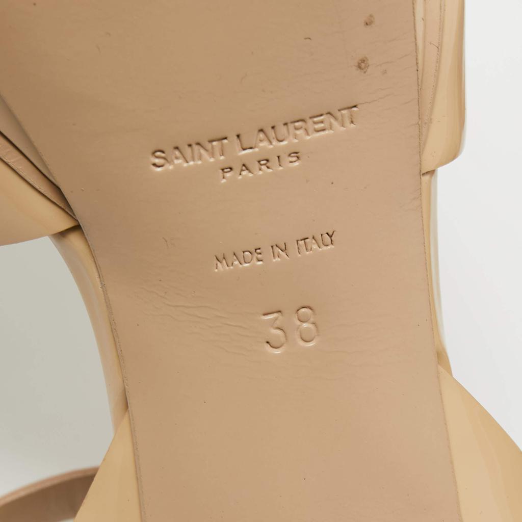 Saint Laurent Beige Patent Leather Tribute Platform Sandals Size 38商品第8张图片规格展示