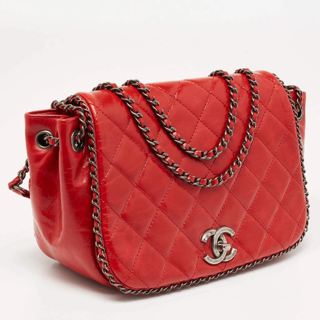 商品[二手商品] Chanel|Chanel Red Leather Chain Around Flap Shoulder Bag,价格¥13217,第3张图片详细描述