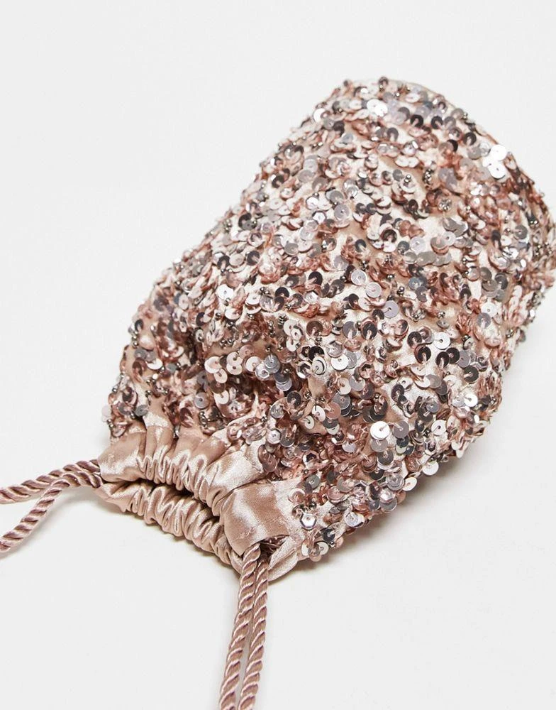 商品Maya|Maya Bridesmaid sequin coin purse in muted blush,价格¥259,第3张图片详细描述