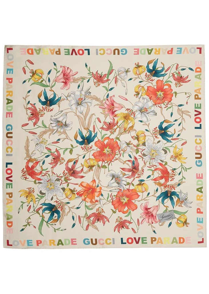 商品Gucci|Love Parade floral-print silk scarf,价格¥2703,第1张图片