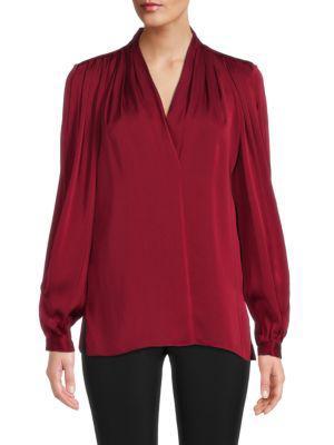 商品Tahari|Pleated Stretch Silk Blouse,价格¥862,第1张图片