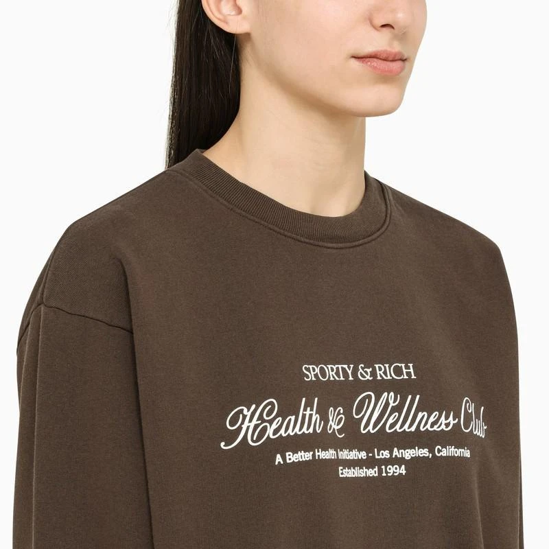 商品Sporty & Rich|Sporty & Rich Classic chocolate sweatshirt with logo,价格¥1171,第4张图片详细描述