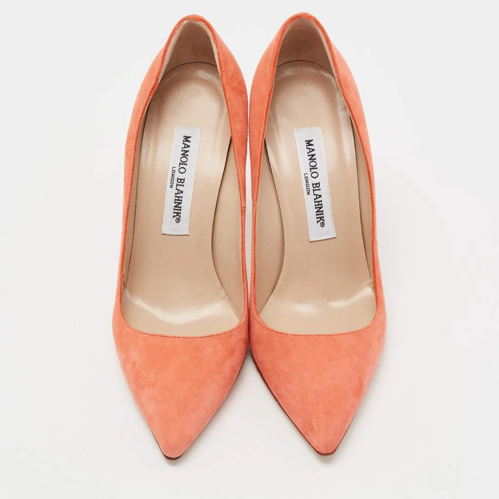 商品[二手商品] Manolo Blahnik|Manolo Blahnik Coral Orange Suede BB Pointed Toe Pumps Size 36,价格¥2695,第3张图片详细描述