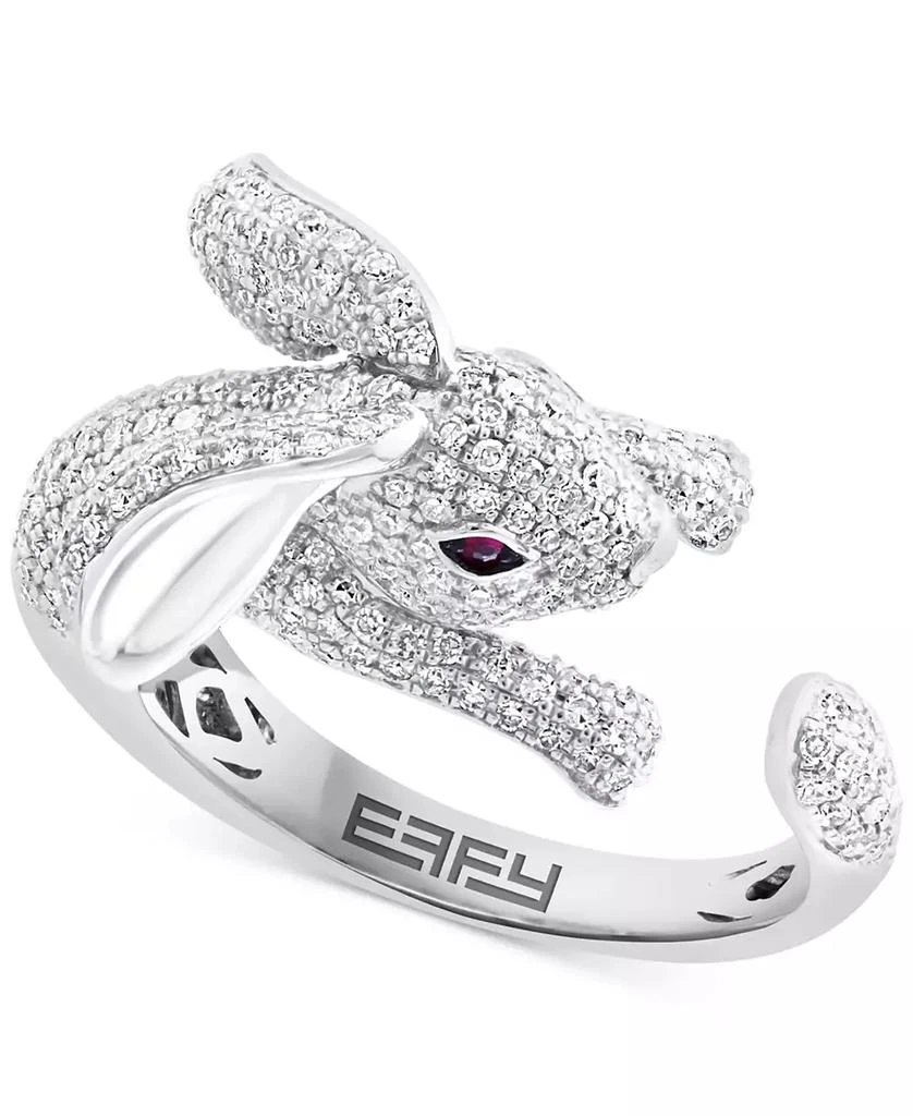 商品Effy|EFFY® Diamond (1-1/4 ct. t.w.) & Ruby Accent Bunny Ring in 14k White Gold,价格¥14347,第1张图片