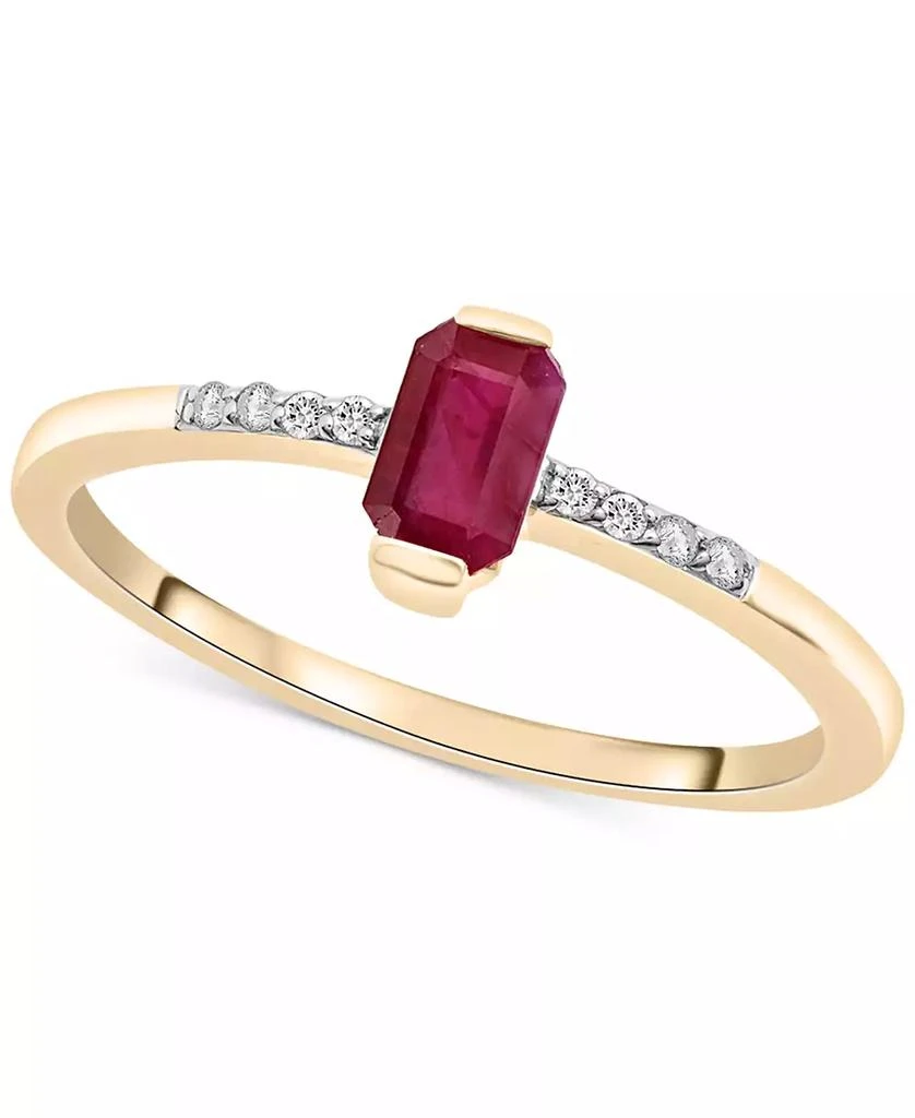 商品Macy's|2-Pc. Set Lab-Created Ruby (3/4 ct. t.w.) & Diamond (1/20 ct. t.w.) Emerald-Cut Pendant Necklace & Ring in 14k Gold-Plated Sterling Silver,价格¥985,第3张图片详细描述