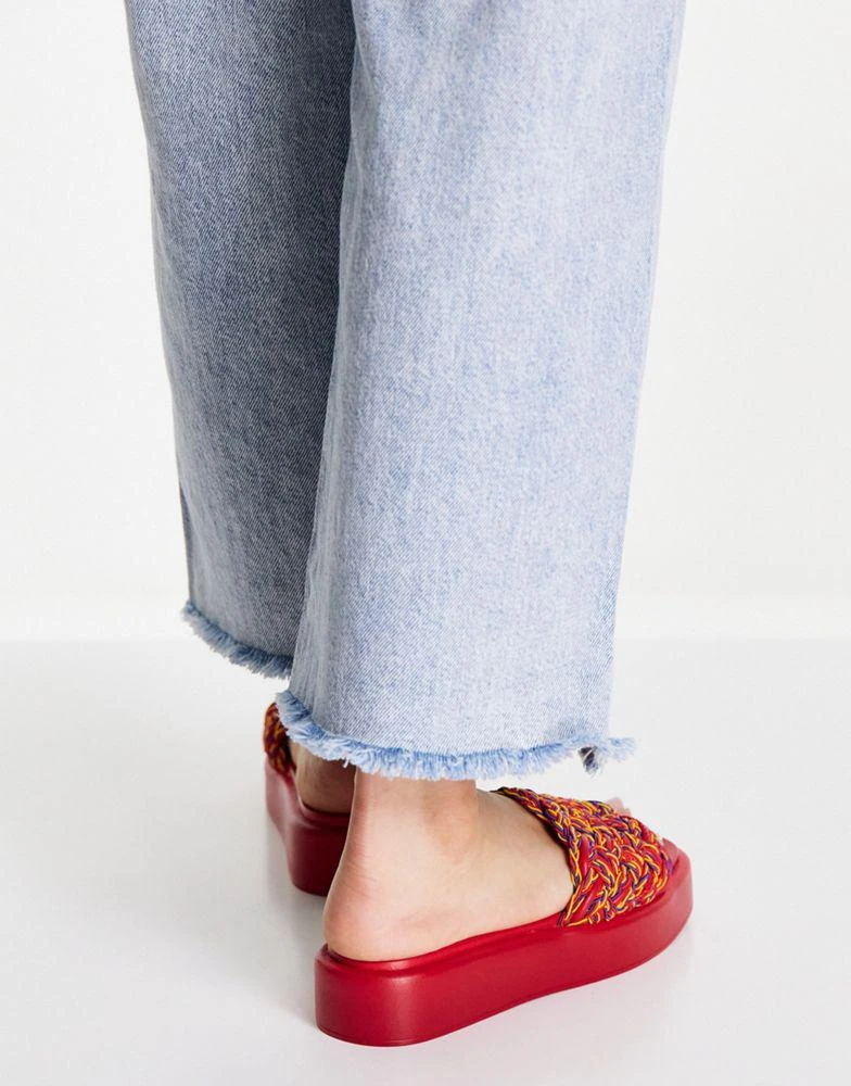 商品ASOS|ASOS DESIGN Finbar woven flat mules in red,价格¥145,第3张图片详细描述