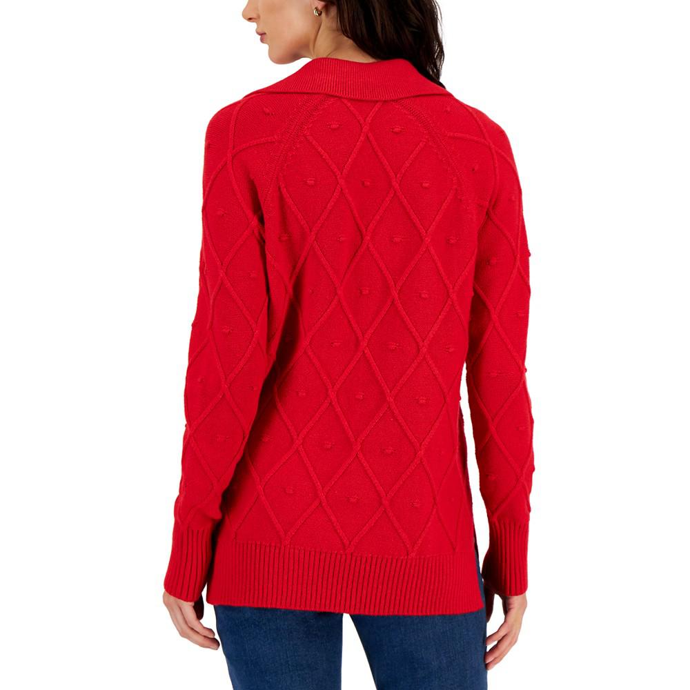 Women's Long Sleeve Diamond Knit Sweater, Created for Macy's商品第2张图片规格展示