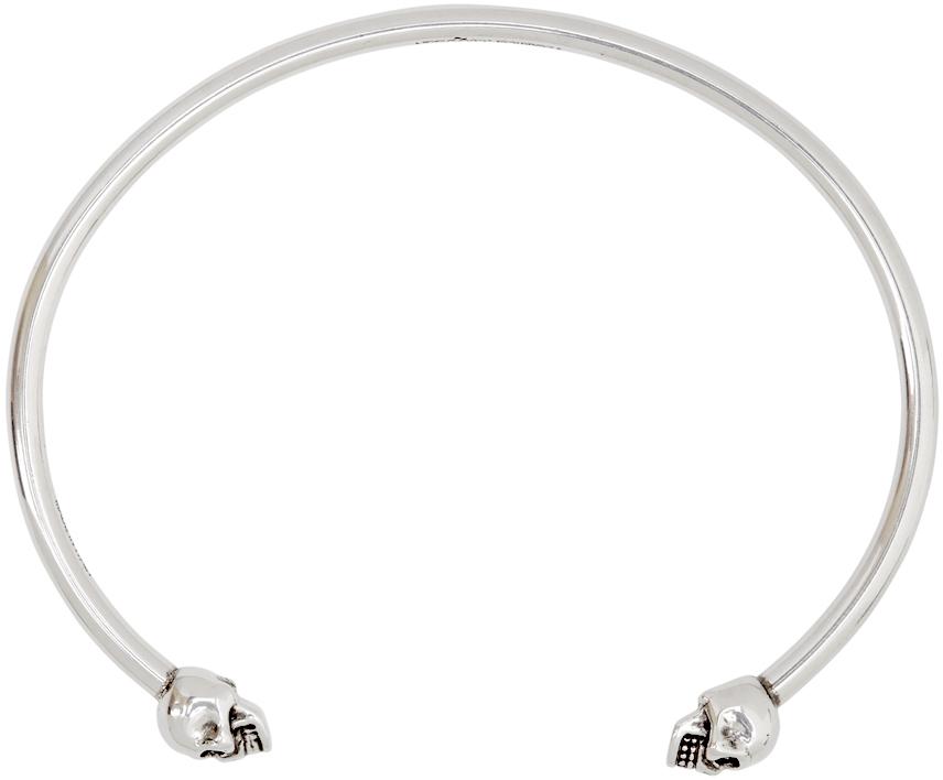 Silver Thin Twin Skull Bracelet商品第2张图片规格展示