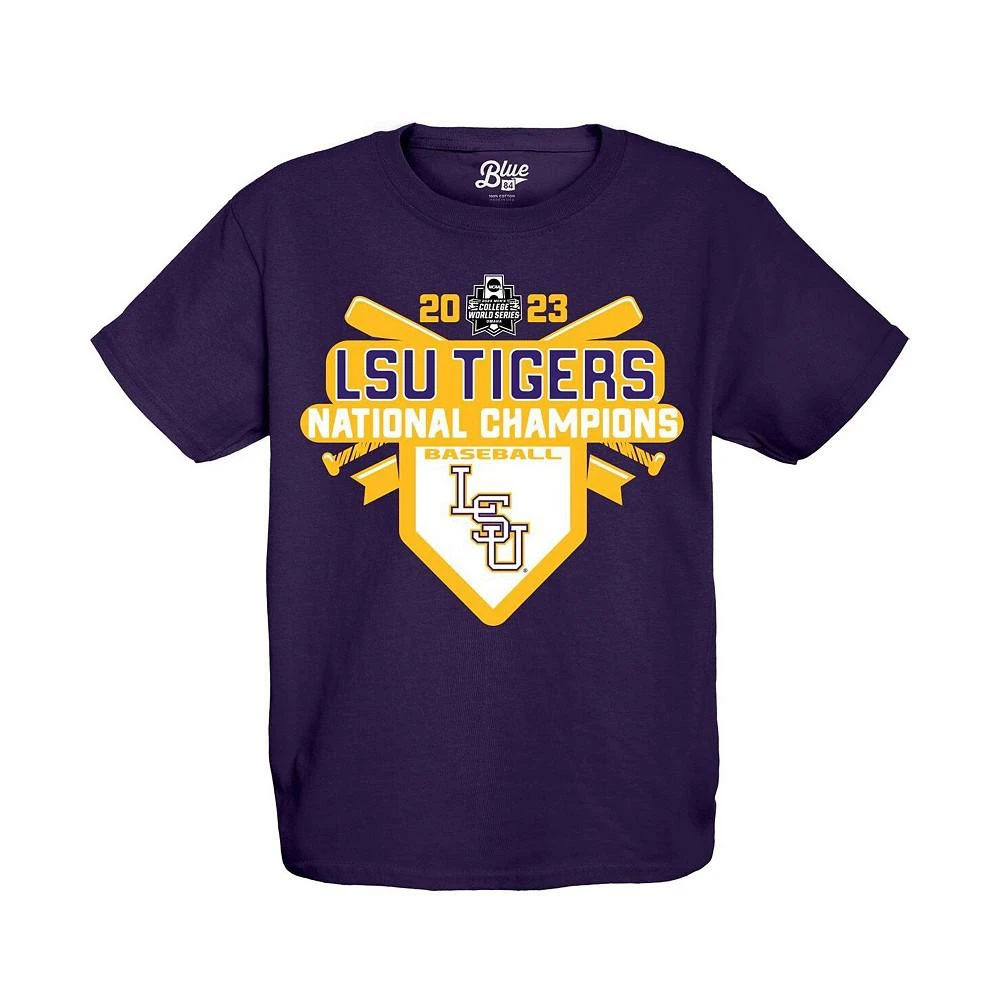 商品Blue 84|Big Boys Purple LSU Tigers 2023 NCAA Men's Baseball College World Series Champions Schedule T-shirt,价格¥261,第3张图片详细描述