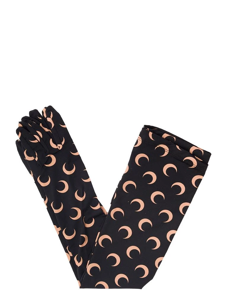 商品MARINE SERRE|Marine Serre Long Beige And Black Gloves With All-over Moonogram In Recycled Stretch Polyamide Woman,价格¥1163,第3张图片详细描述