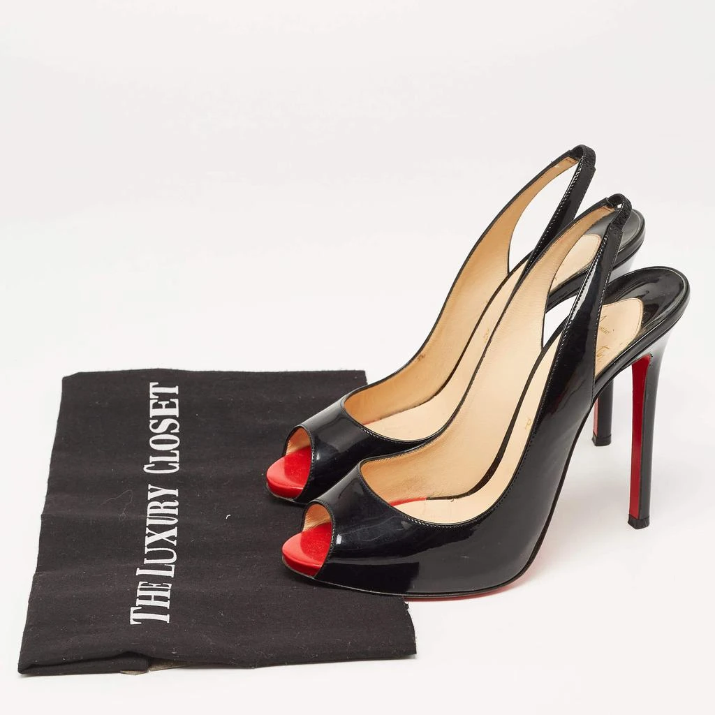 Christian Louboutin Black Patent Leather Flo Slingback Pumps Size 39 商品