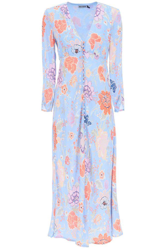 Rixo Floral Printed V-Neck Midi Dress商品第1张图片规格展示