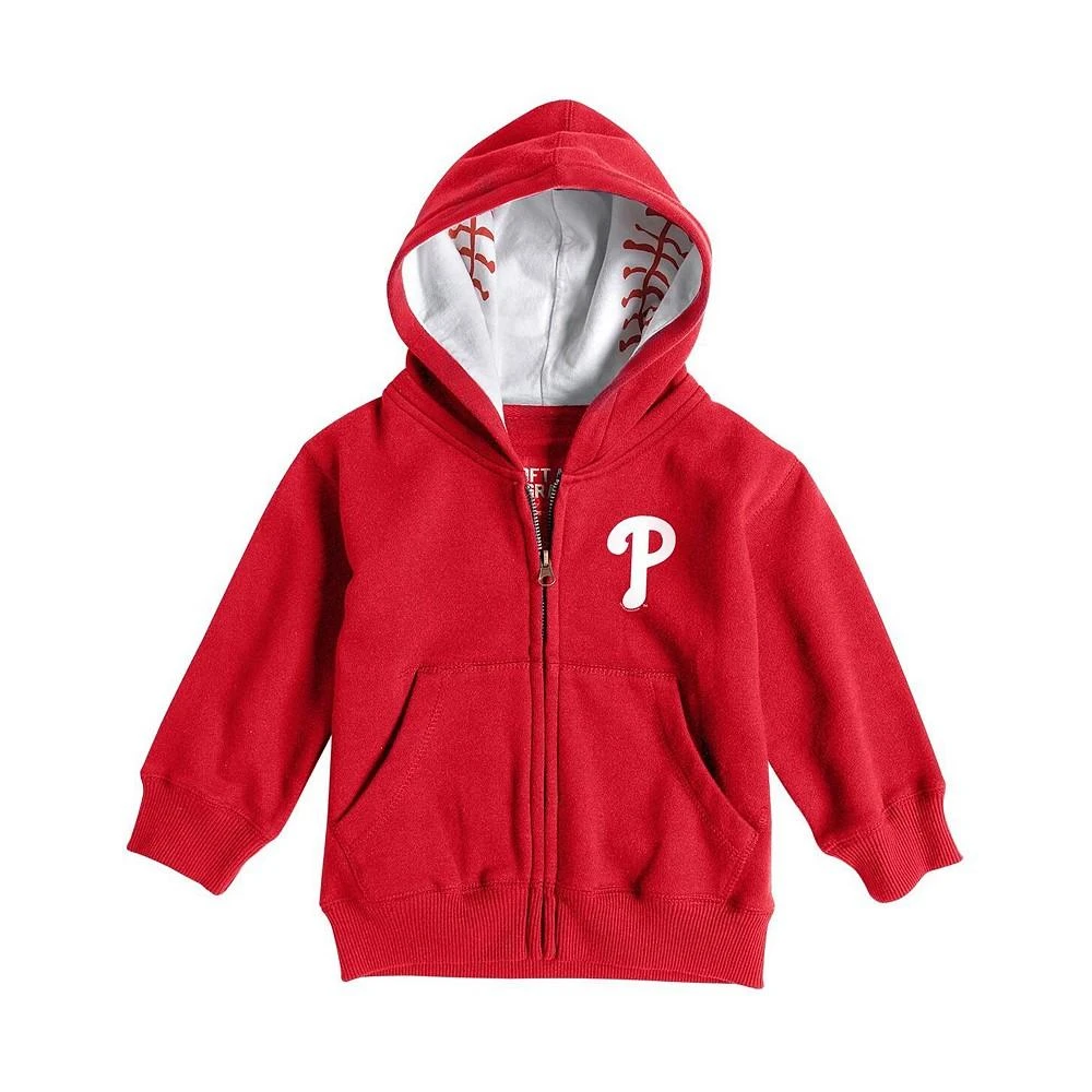 商品Soft As A Grape|Infant Boys and Girls Red Philadelphia Phillies Baseball Print Full-Zip Hoodie,价格¥410,第1张图片