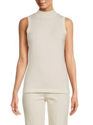 商品Sofia Cashmere|Mockneck Sleeveless Cashmere Vest,价格¥555,第1张图片