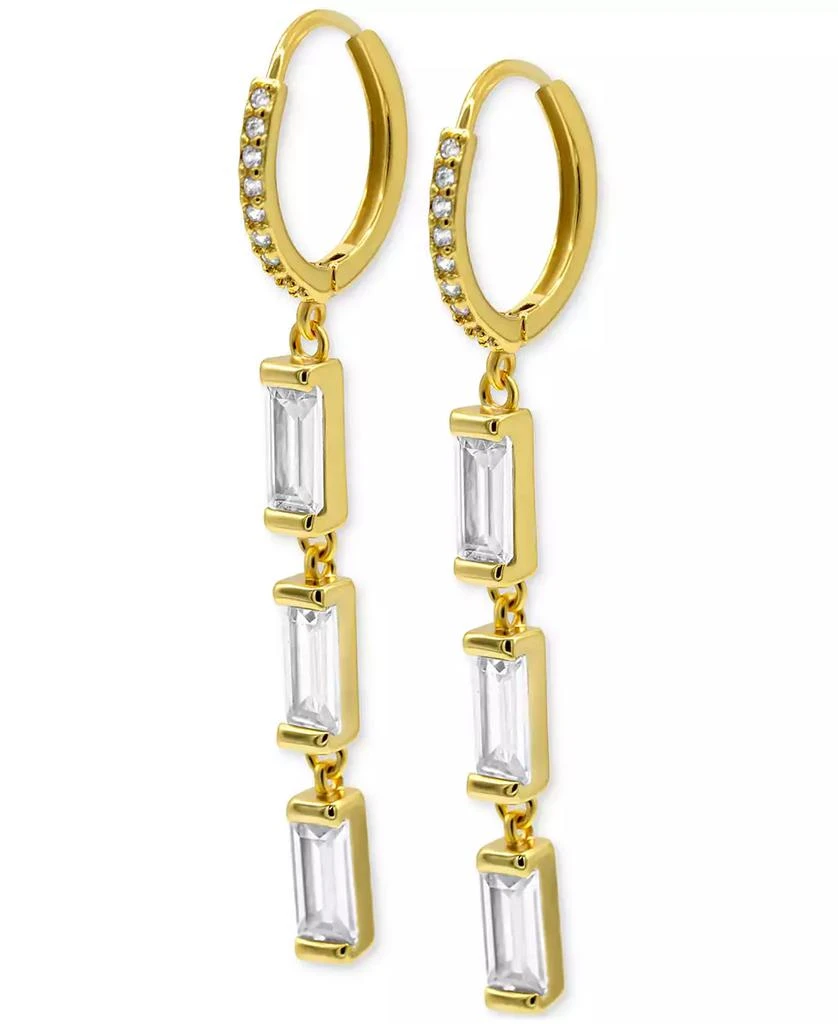 商品ADORNIA|14k Gold-Plated Triple Rectangle Crystal Charm Huggie Hoop Earrings,价格¥158,第1张图片