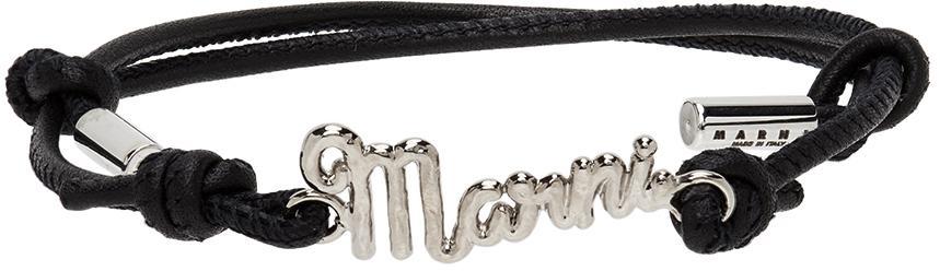 商品Marni|Black & Silver Logo Script Bracelet,价格¥686,第1张图片