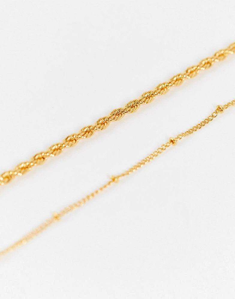 商品ASOS|ASOS DESIGN 14k gold plated pack of 2 necklaces with bar and disc pendants,价格¥152,第2张图片详细描述