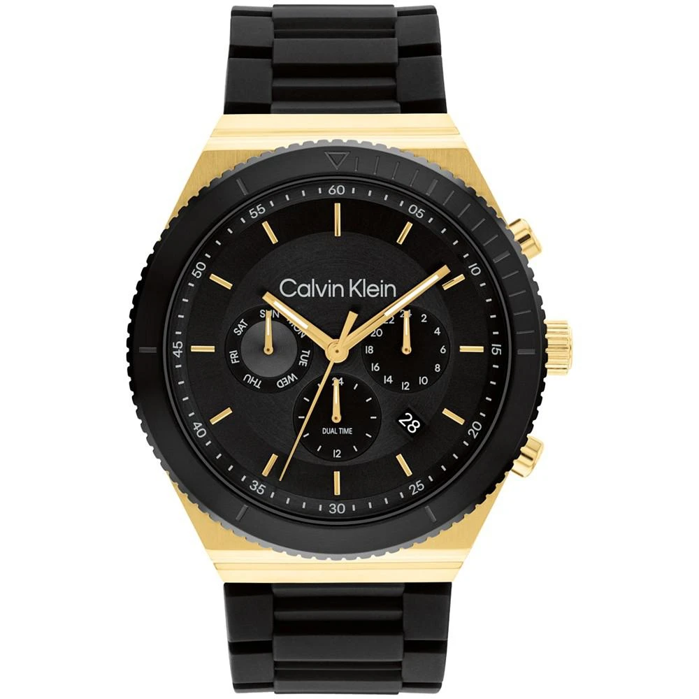 商品Calvin Klein|Men's Black Silicone Strap Watch 44.5mm,价格¥1431,第1张图片