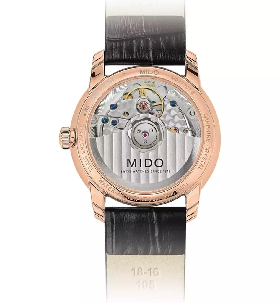 商品MIDO|Women's Swiss Automatic Baroncelli III Heritage Diamond (1/10 ct. t.w.) Black Leather Strap Watch 33mm,价格¥11782,第2张图片详细描述