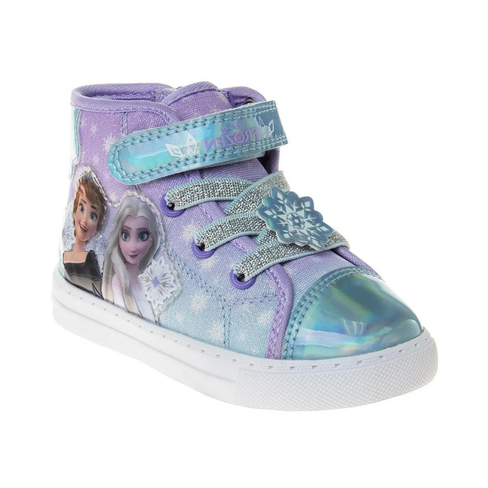 商品Disney|Little Girls Frozen Anna and Elsa Light Up High Top Canvas Sneakers,价格¥256,第1张图片