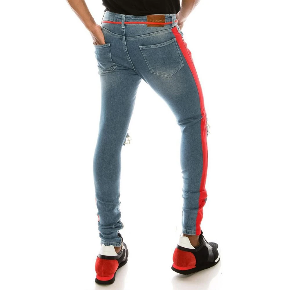 商品RON TOMSON|Men's Modern Side Stripe Thrashed Skinny Jeans,价格¥816,第4张图片详细描述
