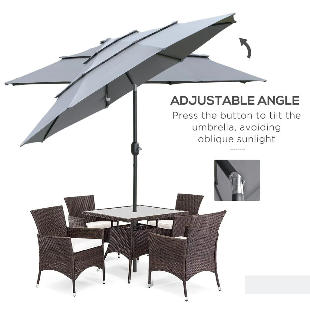 Streamdale 9FT 3 Tiers Patio Umbrella Outdoor Market Umbrella with Crank 商品