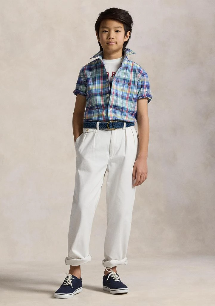 商品Ralph Lauren|Boys 8-20 Plaid Cotton Oxford Short Sleeve Shirt,价格¥183,第3张图片详细描述