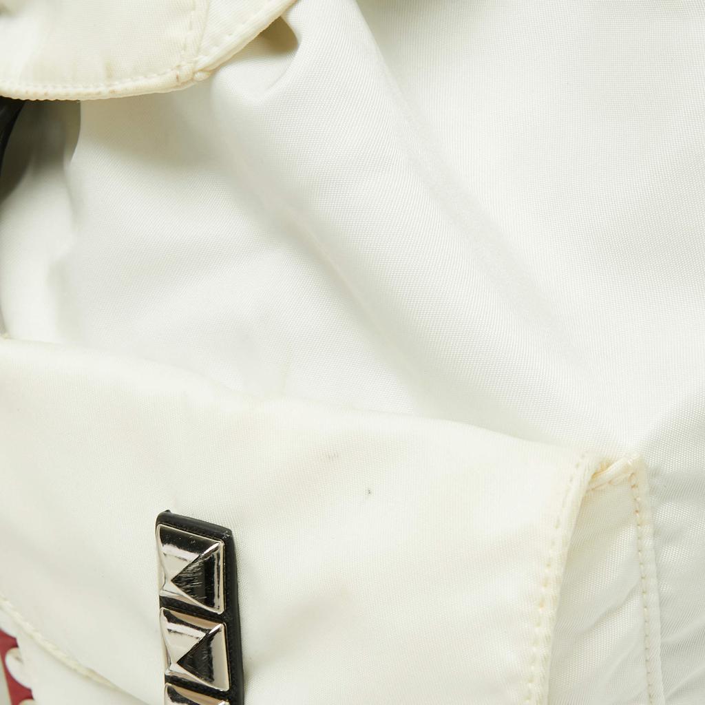 Prada White/Black Nylon and Leather New Vela Studded Backpack商品第8张图片规格展示
