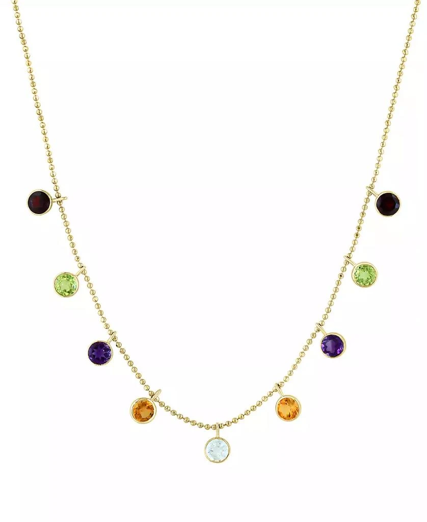 商品Effy|EFFY® Multi-Gemstone (2-1/3 ct. t.w.) Charm Statement Necklace in 14k Yellow Gold, 18" + 1" extender,价格¥12342,第1张图片