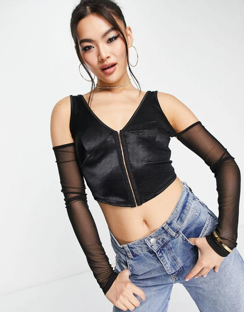 商品AsYou|ASYOU cut out hook and eye top in black,价格¥92,第1张图片