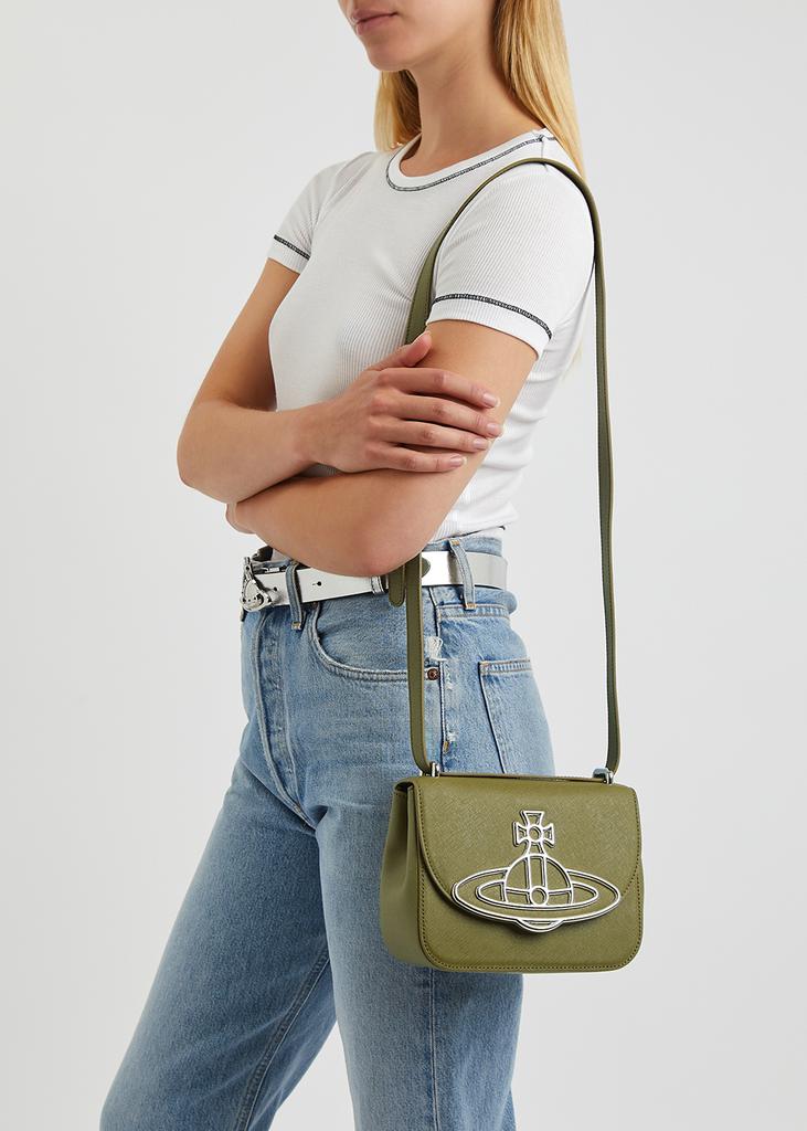 Linda green saffiano leather cross-body bag商品第5张图片规格展示