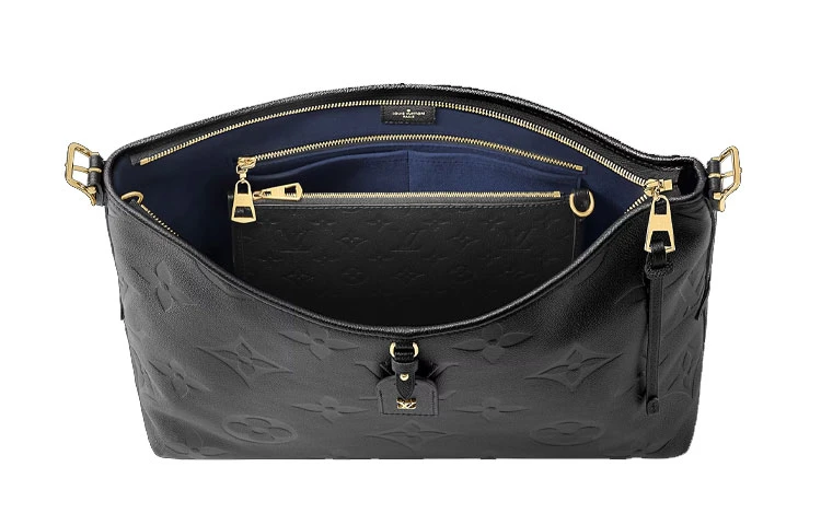 商品[国内直发] Louis Vuitton|Carryall MM金色五金可调节肩带拉链开合 压花柔软粒面牛皮 手提单肩包 中号 女款 黑色,价格¥28439,第4张图片详细描述