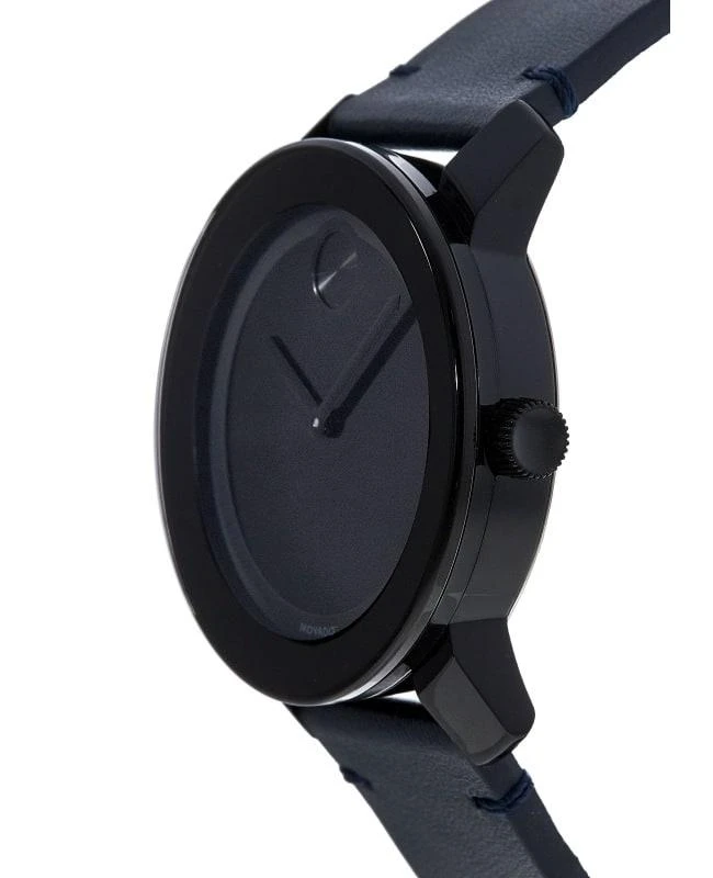 商品Movado|Movado Bold Black Dial Navy Leather Strap Men's Watch 3600583,价格¥2355,第2张图片详细描述