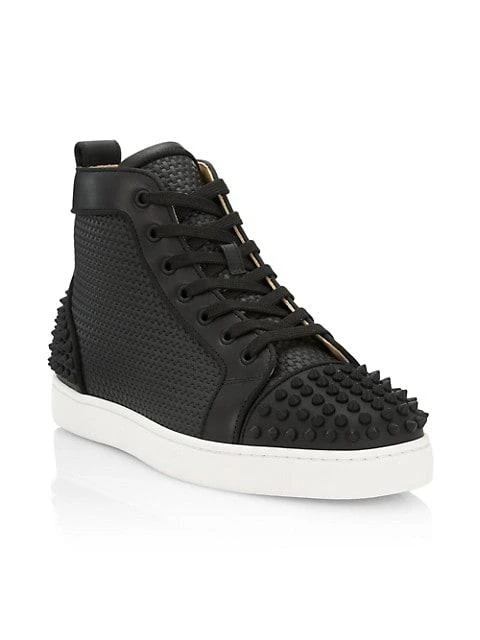 商品Christian Louboutin|Lou Spikes 2 Woven Leather High-Top Sneakers,价格¥8944,第2张图片详细描述