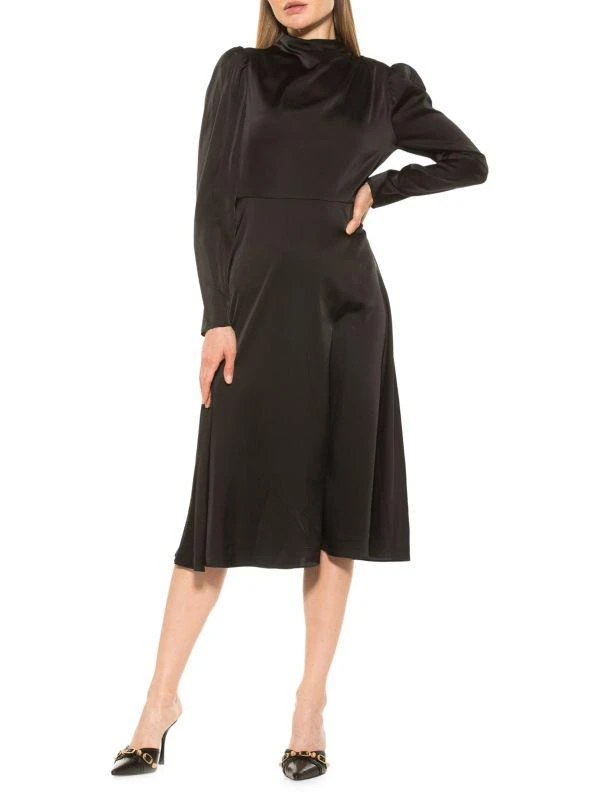 商品ALEXIA ADMOR|Denni Draped Fit & Flare Satin Dress,价格¥759,第1张图片