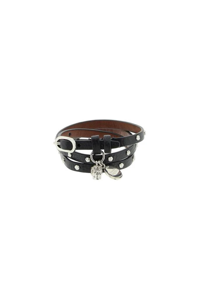 商品Alexander McQueen|Alexander mcqueen double wrap pave skull bracelet,价格¥1260,第3张图片详细描述