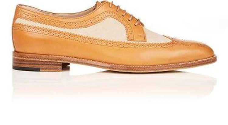 商品Manolo Blahnik|Lorenzabi Leather & Linen Oxfords,价格¥5911,第1张图片