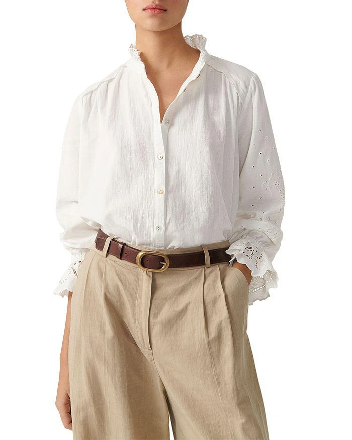 商品ba&sh|Feely Eyelet Ruffle Trim Shirt,价格¥853,第1张图片