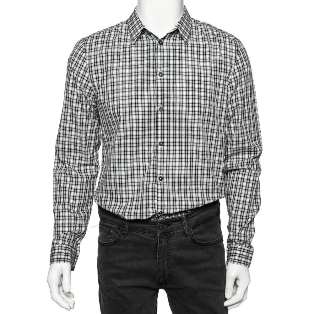 商品[二手商品] Givenchy|Givenchy Monochrome Checkered Cotton Button Front Shirt L,价格¥1063,第1张图片