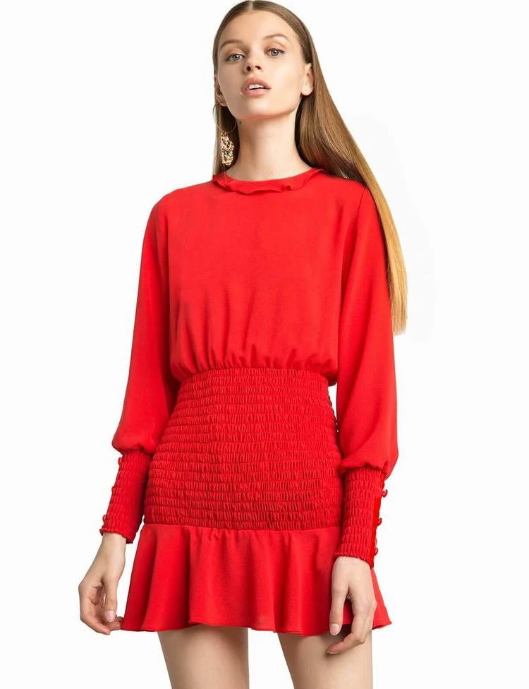 商品Pixie Market|Beatrice Red Smocked Dress,价格¥296,第1张图片