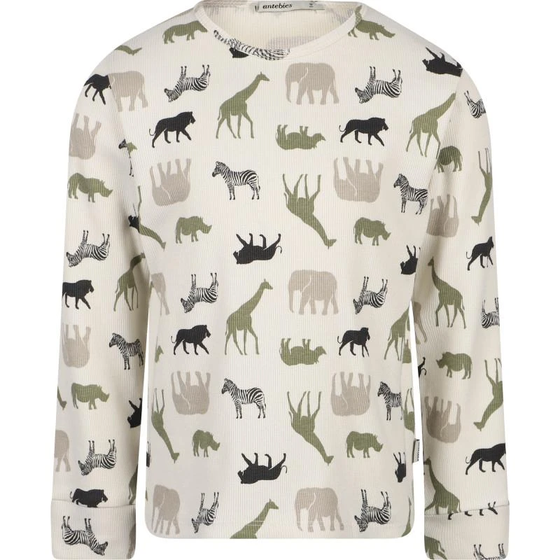 商品Antebies|Animals print ribbed organic pajama set in beige,价格¥379,第2张图片详细描述
