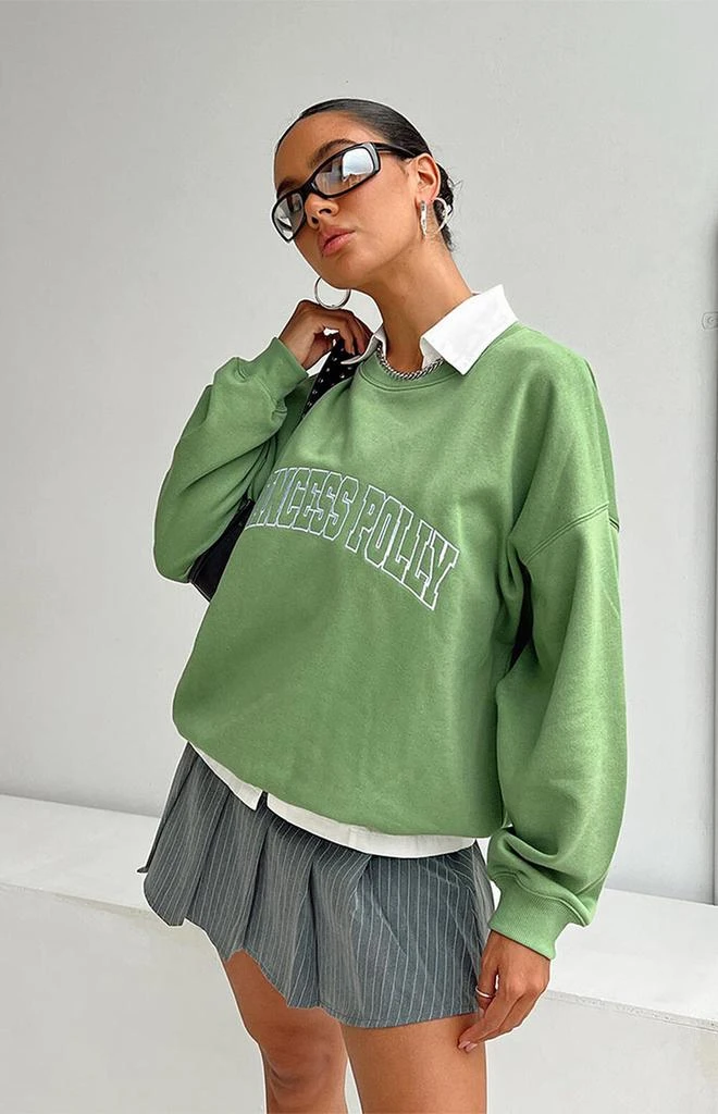 商品Princess Polly|Green Crew Neck Sweatshirt,价格¥272,第4张图片详细描述