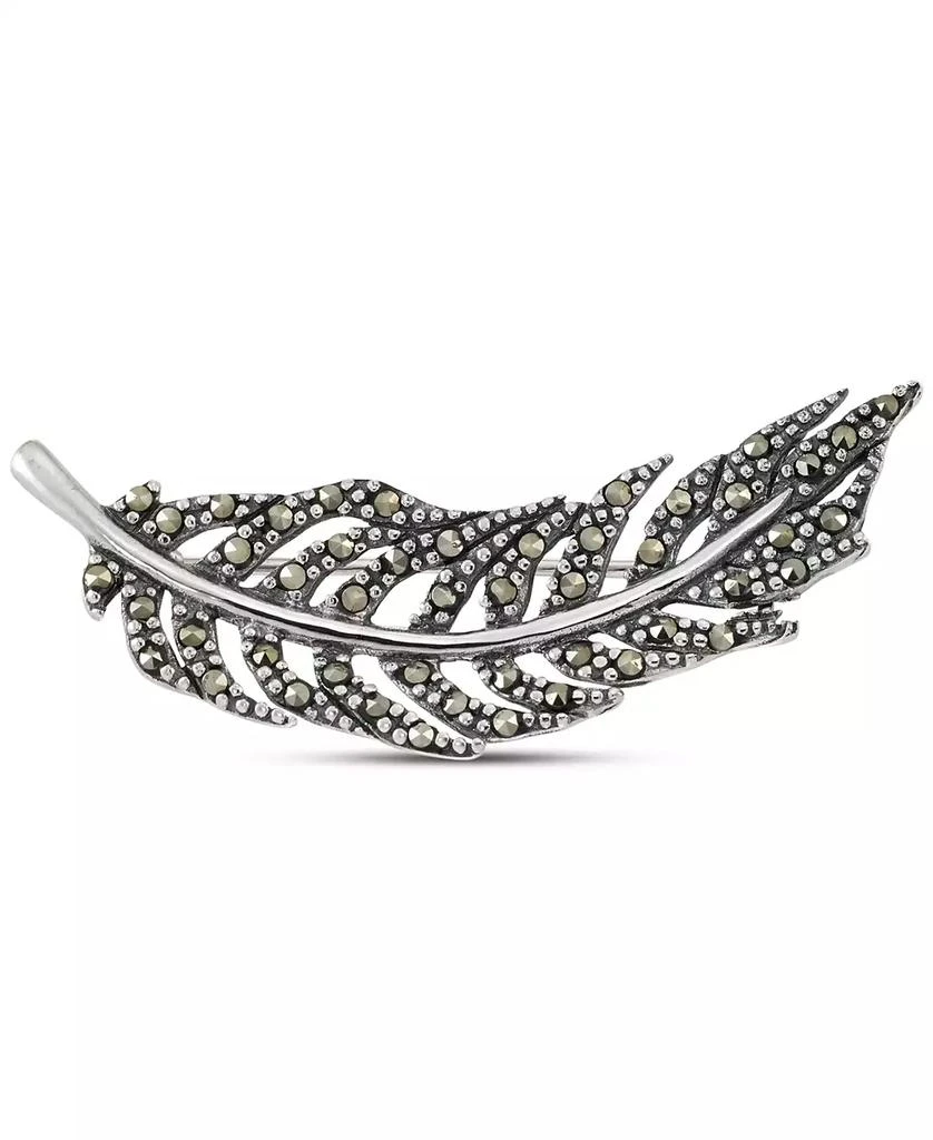 商品Macy's|Marcasite Feather Motif Fashion Pin in Sterling Silver,价格¥322,第1张图片
